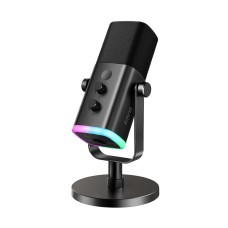 FIFINE XLR/USB Dynamic Microphone for Podcast Recording, PC Computer Gaming Streaming Mic with RGB Light, Mute Button, Headphones Jack, Desktop Stand, Vocal Mic for Singing YouTube-AmpliGame AM8