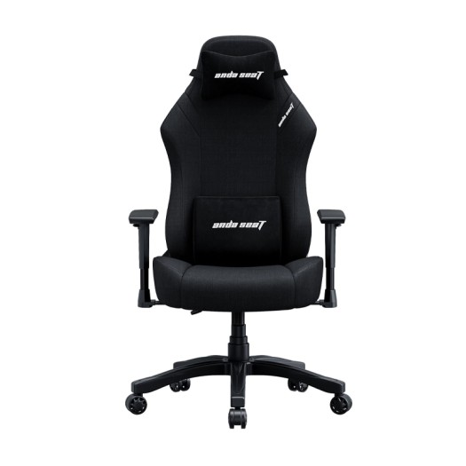 AndaSeat Luna series Premium Gaming Chair Fabric Black L size, Fabric, Armrest: 2D, common seat tray, 100% steel framework M Size lumbar pillow, small headrest pillow, 60mm casters, black nylon base - AD18-44-B-F.ME