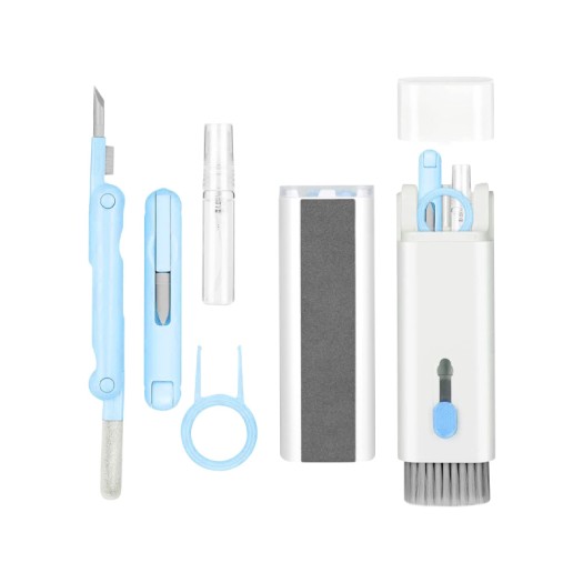 7-in-1 Electronics Cleaner Kit Computer Keyboard Earphone Dust Cleaning Brush Tool for Earbud Cell Phone Laptop Camera - Blue