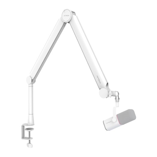 IXTECH Microphone Boom Arm with Desk Mount, 360° Rotatable, Adjustable and Foldable Scissor Mounting for Podcast, Video Gaming, Radio and Studio Audio, Sturdy and Universal  VALIANT WHITE - IX-MI03