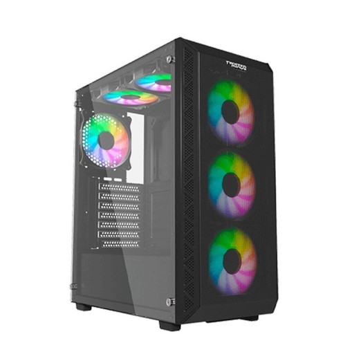 Twisted Minds 03 Apex Mid Tower ATX Gaming PC Case, Mesh Front Panel & Tempered Glass Side Panel,3* 120mm ARGB Fans, Fits up to 420mm Radiator, USB 3.0 USB Type-C +HD, Black | TM-GM-I-B