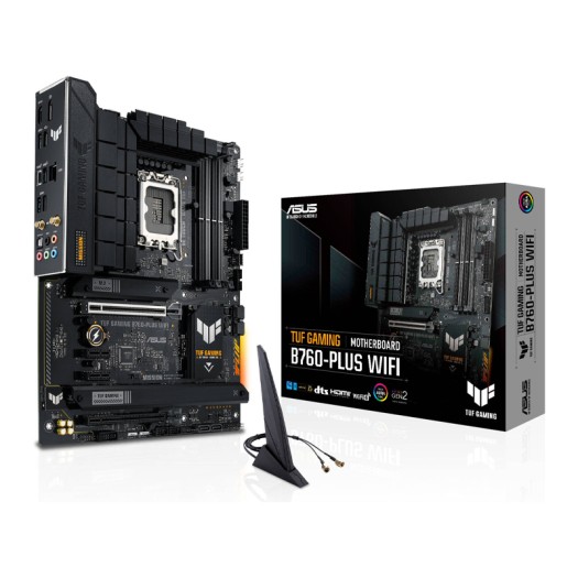 ASUS TUF Gaming B760-Plus Wi-Fi ATX LGA 1700 Motherboard, Intel B760 Chipset, 4x DIMM DDR5 Slots, 192GB Max Memory, 3x M 2 Slots, 2x PCIe 5 0 x16 Slot, Realtek 2 5Gb Ethernet 90MB1ER0-M1EAY0