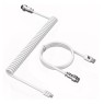 MAMBASNAKE C01 Coiled Keyboard Cable, Pro Custom USB-C Aviator Cable for Mechanical Keyboard, Type-C to USB-A, TPU Spring Cable with Detachable Metal Aviation Connector for PC Gaming Keyboard-White