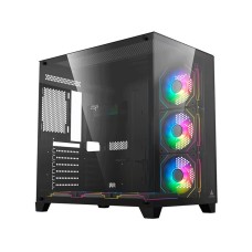 Acegeek Mercury R425 ATX Computer Caser, Up to 360mm Radiator & 10x Fan Support, Dual Side Full Tempered Glass, 0.7mm SPCC Material, USB 3.0, USB 2.0 x2, HD Audio, Black | AG-MERCURY-R425-PRO-BK