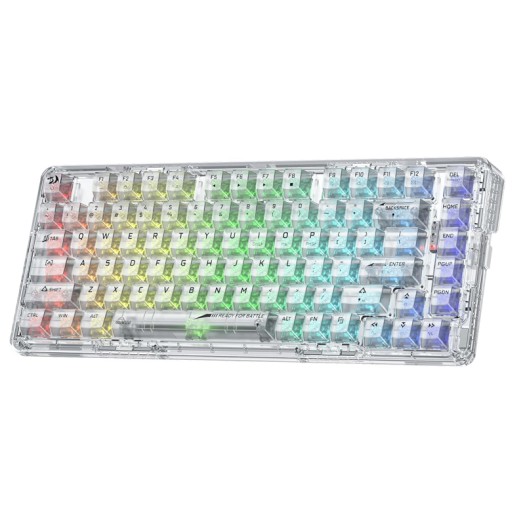 Redragon Elf Pro K649 Gasket 75% 82-Keys Mechanical Gaming Keyboard, Translucent Custom Switch, Hot-Swappable, USB-C Wired, BT 3.0/5.0 & 2.4Ghz Connectivity, 3000mAh Battery, White | K649CT-RGB-PRO