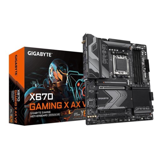 GIGABYTE X670 GAMING X AX V2 AM5 LGA 1718 AMD X670 ATX Motherboard with 5-Year Warranty, DDR5, PCIe 4.0 M.2, PCIe 5.0, USB 3.2 Gen1x2 Type-C, Wi-Fi 6E, 2.5GbE LAN, Q-Flash Plus, PCIe EZ-Latch