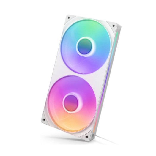 NZXT F240 RGB CORE 240mm RGB LED Single-Frame RGB Fan Unit, 120mm FDB Fans, Up to 2400 rpm Fan Speed, 75.12 CFM Airflow, White | RF-U24HF-W1