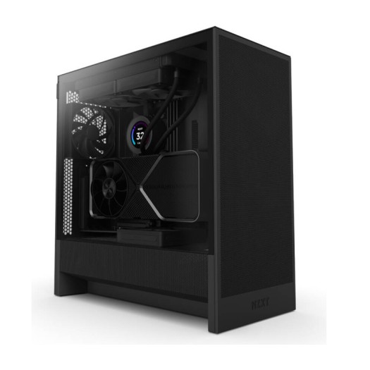 NZXT H5 Flow 2024 Edition Compact Mid-Tower ATX Airflow Case, Pre-Installed 2x F120Q, SGCC Steel, Dark Tinted Tempered Glass Materials, Easy Cable Management, Black | CC-H52FB-01