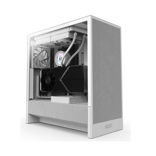 NZXT H5 Flow 2024 Edition Compact Mid-Tower ATX Airflow Case, Pre-Installed 2x F120Q, SGCC Steel, Dark Tinted Tempered Glass Materials, Easy Cable Management, White | CC-H52FW-01