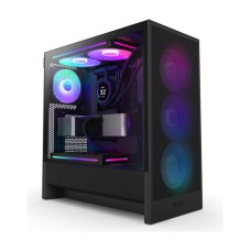 NZXT H5 Flow RGB 2024 Edition Compact ATX Mid-Tower Airflow Case, 1x F360 RGB Core & 1x F120Q Pre-Installed Fan, SGCC Steel, Dark Tinted Tempered Glass Materials, Black | CC-H52FB-R1