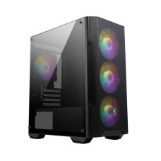 MSI MAG Forge M100A Micro ATX Tower Case, Up to 240mm Radiator Support, 4 x 120mm Pre-Installed Auto-RGB Fans, Side Window & Front Mesh Panel, 2 x USB 2.0, 2 x USB 2 Gen 1, Black | 306-7G20A21-809