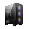 MSI MAG Forge M100A Micro ATX Tower Case, Up to 240mm Radiator Support, 4 x 120mm Pre-Installed Auto-RGB Fans, Side Window & Front Mesh Panel, 2 x USB 2.0, 2 x USB 2 Gen 1, Black | 306-7G20A21-809