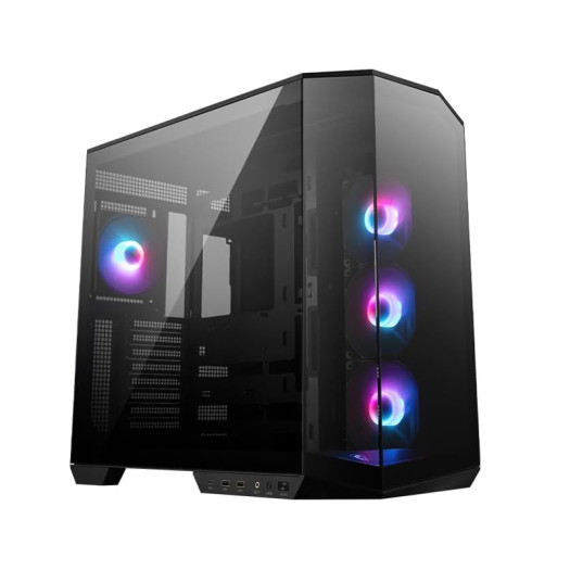 MSI MAG PANO 100R PZ - Premium Mid-Tower Gaming PC Case - Tempered Glass Side Panel - ARGB 120mm Fans - Liquid Cooling Support up to 360mm Radiator - Black Color Case