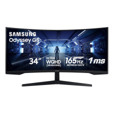 Samsung 34' Odyssey G5 Ultra-Wide Gaming Monitor with 1000R Curved Screen, 165Hz, 1ms, FreeSync Premium, Large Display, Eye Comfort, Multiple Ports, WQHD, Black - LC34G55TWWMXZN