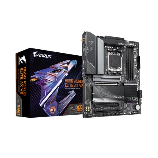 GIGABYTE B650 AORUS ELITE AX V2 AM5 LGA 1718 AMD B650 ATX Motherboard with 5-Year Warranty, DDR5, Triple M.2, PCIe 5.0, USB 3.2 Gen2X2 Type-C, WiFi 6E, 2.5GbE LAN, Q-Flash Plus, EZ-Latch