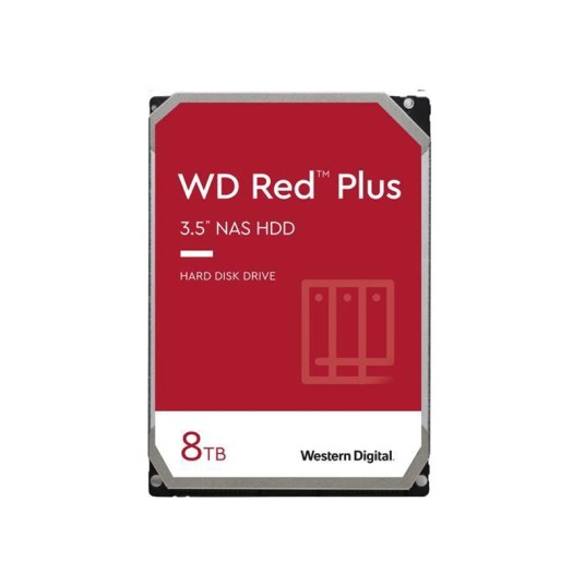 Western Digital 8TB WD Red Plus NAS Internal Hard Drive HDD - 7200 RPM, SATA 6 Gb/s, CMR, 256 MB Cache, 3.5" - WD80EFBX