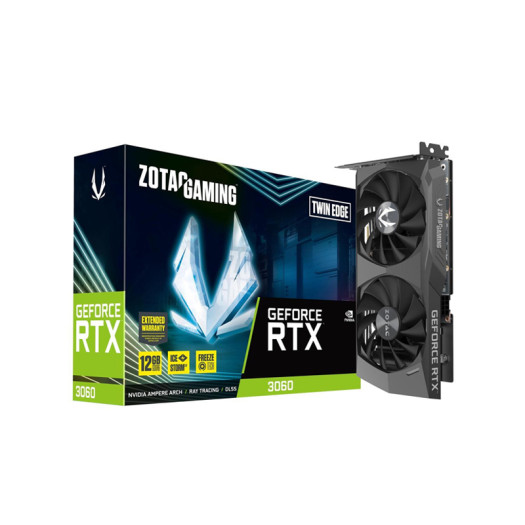 ZOTAC GAMING GeForce RTX 3060 Twin Edge 12GB GDDR6 192-bit 15 Gbps PCIE 4.0 Gaming Graphics Card, IceStorm 2.0 Cooling, Active Fan Control, FREEZE Fan Stop, ZT-A30600E-10M