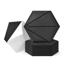 Art3d single Tiles - Self Adhesive Acoustic Panels, Hexagon Sound Proof Wall Panels,Studio Treatment Tiles(14X12X0.4in)