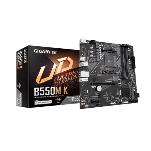 GIGABYTE B550M K AM4 AMD B550 Micro-ATX Motherboard with Dual M.2, SATA 6Gb/s, USB 3.2 Gen 1, Realtek GbE LAN, PCIe 4.0