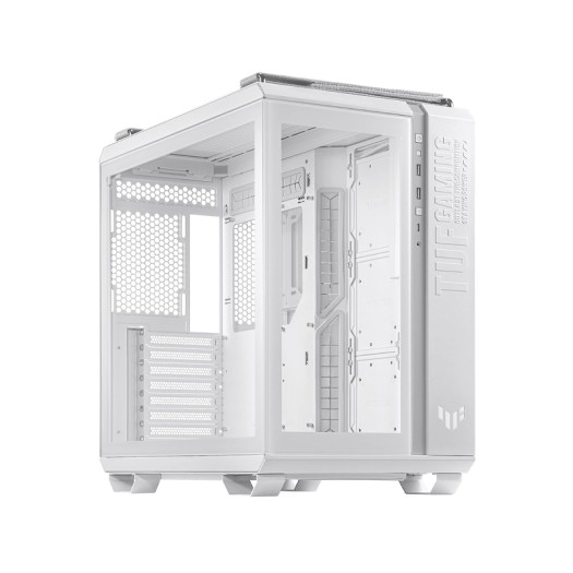 ASUS TUF Gaming GT502 White ATX Mid-Tower Computer Case,Front Panel RGB Button,USB 3.2 Type-C,2x USB 3.0 Ports,Tool-free Side Panel,ARGB Hub, 360mm and 280mm Radiator compatible, Fabric Handle on top.