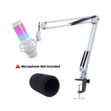 White Boom Arm for HyperX QuadCast S - White Mic Arm Compatible with Hyperx Quadcast White Microphone, Premium White QuadCast S Microphone Boom Arm Stand by YOUSHARES