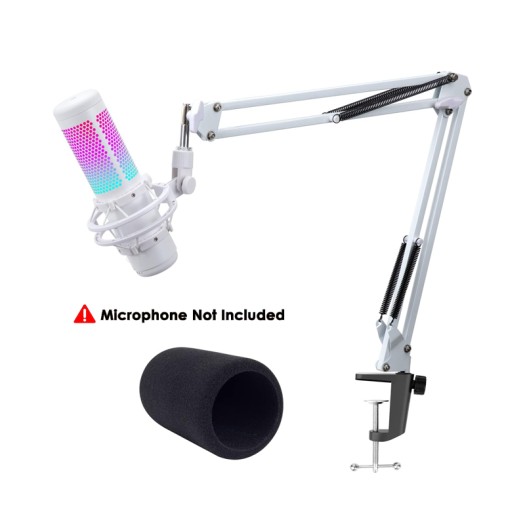 White Boom Arm for HyperX QuadCast S - White Mic Arm Compatible with Hyperx Quadcast White Microphone, Premium White QuadCast S Microphone Boom Arm Stand by YOUSHARES