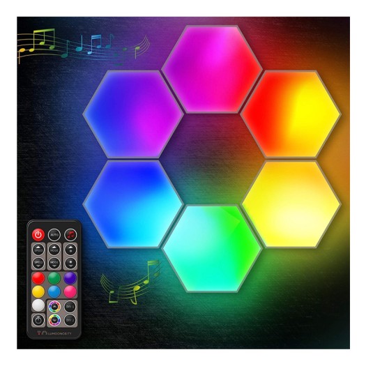  LED Hexagon Lights - Dream Color Hexagon LED Light with RF Remote - Music Sync Color Changing Hexagon Wall Lights - RGB Hexagon Lights for Bedroom, Gaming Room - Cool Hexagon Light Panels