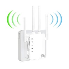WiFi Repeater,WiFi Booster 1200Mbps WiFi 2.4&5GHz Dual Band(8500sq.ft) WiFi Signal Strong Penetrability 35 Devices 4 Modes 1-Tap Setup，4 Antennas 360° Full Coverage, Supports Ethernet Port