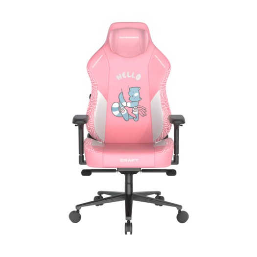 DXRacer Craft Pro Hallo Human Cat Edition Gaming Chair, 2D Integrated Lumbar Support, 4D Armrest, 90° - 135° Reclining Backrest, Cold-Cure Foam, Class 4 Hydraulics, Pink | CRA-PR008-P-H1