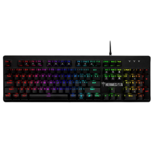 GAMDIAS Hermes P2A RGB Optical Wired Mechanical Keyboard, 12 Built-in Lighting Effects 8 Multimedia Keys 4 Instant Lighting Effects Hotkeys, Anti-ghosting with N-key Rollover, Black | GD-HERMES-P2A