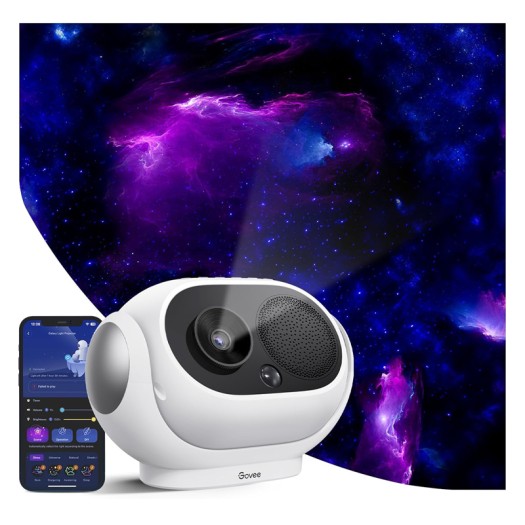 Govee Galaxy Light Projector Pro with 8 Replaceable Discs, 38 Scene Modes, Bluetooth Speaker and 21 White Noises, Relaxing Light for Bedroom, Ceiling - ‎H6092