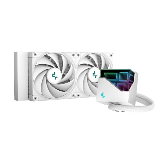 DeepCool LT520 WH 240mm Liquid Cooler White 4th Gen Dual-Chamber Pump 3100RPM Multidimensional Infinity Mirror ARGB 280w TDP AIO 240mm Anti-Leak Tech for LGA 1700/1200/1151/1150/1155 AM5/AM4