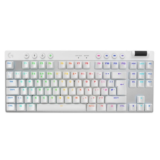 Logitech G PRO X TKL LIGHTSPEED Wireless Gaming Keyboard, Ultra-Portable Tenkeyless Design, LIGHTSYNC RGB, PBT keycaps, Tactile Switches (GX Brown) - White