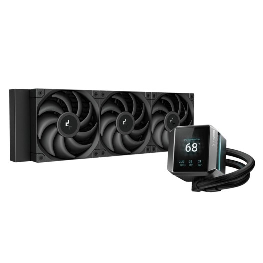 DeepCool Mystique 360 Liquid CPU Cooler, 2.8" TFT LCD Screen, 360mm Radiator, 120mm Fan Size, 2150 RPM Fan Speed, 72.45 CFM Fan Airflow, 3400 RPM Pump Speed, FDB Fan, Black | R-LX750-BKDSNMP-G-1