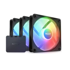 NZXT F120 RGB Core Hub-Mounted Fans with RGB Controller, High Airflow & Static Pressure, Up to 1800 RPM Speed, FDB, 78.86 CFM Airflow, Sync Lighting with Controller, Triple Pack, Black | RF-C12TF-B1