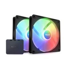 NZXT F140 RGB Core 140mm Hub-Mounted Fans with RGB Controller, High Airflow & Static Pressure, Up to 1800 RPM Speed, FDB, 78.86 CFM Airflow, Sync Lighting with Controller, 2 Pack, Black | RF-C14DF-B1