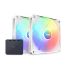 NZXT F140 RGB Core Hub-Mounted Fans with RGB Controller, High Airflow & Static Pressure, Up to 1800 RPM Speed, FDB, 78.86 CFM Airflow, Sync Lighting with Controller, 2 Pack, White | RF-C14DF-W1