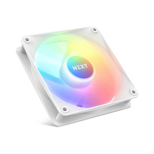 NZXT F120 RGB Core 120mm Hub-Mounted RGB Fan, Sublime RGB Lighting, Up to 1800 RPM Speed, 78.86 CFM, Fluid Dynamic Bearing, 8 LEDs, Superior Heat Dissipation, Single Pack, White | RF-C12SF-W1