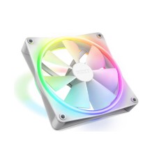 NZXT F140 RGB DUO 140mm Dual-sided RGB Fan with RGB Controller, Fluid Dynamic Bearing. RGB Lighting, Up to 1800 RPM Speed, 84.75 CFM Airflow, Quiet and Cool SINGLE, White | RF-D14SF-W1