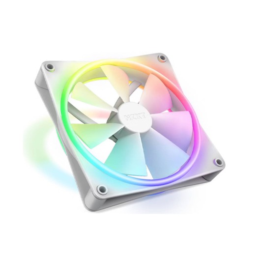 NZXT F140 RGB DUO 140mm Dual-sided RGB Fan with RGB Controller, Fluid Dynamic Bearing. RGB Lighting, Up to 1800 RPM Speed, 84.75 CFM Airflow, Quiet and Cool SINGLE, White | RF-D14SF-W1