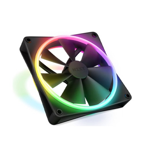 NZXT F140 RGB DUO 140mm Dual-sided RGB Fan, Fluid Dynamic Bearing, RGB Lighting, Up to 1800 RPM Speed, 84.75 CFM Airflow, Quiet and Cool, SINGLE, Black | RF-D14SF-B1