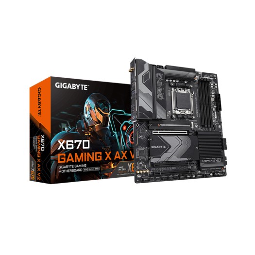 GIGABYTE X670 GAMING X AX V2 AM5 LGA 1718 AMD X670 ATX Motherboard with 5-Year Warranty, DDR5, PCIe 4.0 M.2, PCIe 5.0, USB 3.2 Gen1x2 Type-C, Wi-Fi 6E, 2.5GbE LAN, Q-Flash Plus, PCIe EZ-Latch