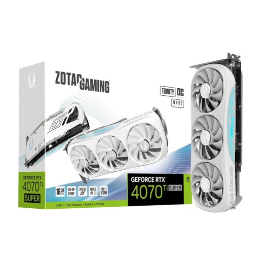 GPU - ZOTAC Gaming GeForce RTX 4070 Ti Super Trinity OC White Edition DLSS 3 16GB GDDR6X 256-bit 21 Gbps PCIE 4.0 Gaming Graphics Card, IceStorm 2.0 Advanced Cooling, Spectra RGB Lighting