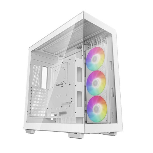 Deepcool CH780 White Full Tower ATX+ PC Case, Panoramic Glass Panel, Vertical Mount & Gen 4 Riser Cable, Up to 420mm AIO, Trinity 140mm ARGB Fans, Type-C, 4x USB 3.0, White | R-CH780-WHADE41-G-1