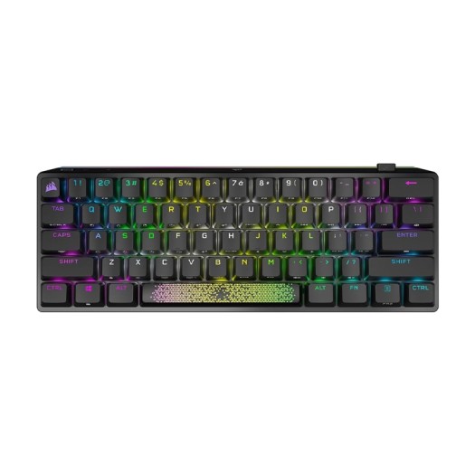 Corsair K70 PRO MINI WIRELESS RGB 60% Mechanical Gaming Keyboard (Fastest Sub-1ms Wireless, Swappable CHERRY MX Red Keyswitches, Aluminum Frame, PBT Double-Shot Keycaps) QWERTY, NA Layout - Black