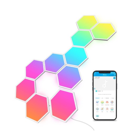 Govee Glide Hexa Light Panels, RGBIC Hexagon LED Wall Lights, Wi-Fi Smart Home Decor Creative Wall Lights with Music Sync, Works with Alexa Google Assistant for Indoor Decor, Gaming Decor, 10 Pack - H6061