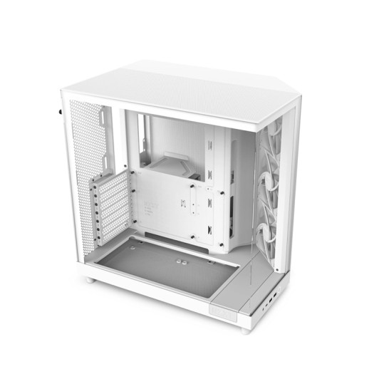 NZXT H6 Flow | Compact Dual-Chamber Mid-Tower Airflow Case | Panoramic Glass Panels | High-Performance Airflow Panels | Includes 3 x 120mm Fans | Cable Management | White - CC-H61FW-01