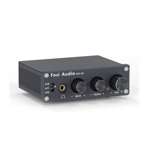 Fosi Audio Q4 Headphone Amplifier Mini Stereo Gaming DAC 24-Bit 192 KHz USB Optical Coaxial to RCA AUX Digital-to-Analog Audio Converter Adapter for Home Desktop Powered Active Speakers( upto 200 Ohm)