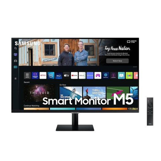 Samsung M5 27'' FHD Flat Monitor, With Smart TV Experience, 1920x1080 Resolution, Max 60Hz Refresh Rate, 4ms Response Time, HDR10, 16:9 Aspect Ratio, Max 1B Color Support, Black | LS27BM500EMXUE