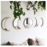 5 Pieces Scandinavian Natural Decor Acrylic Wall Decorative Mirror Interior Design Wooden Moon Phase Mirror Bohemian Wall Decoration for Home Living Room Bedroom Decor - Acrylic,Not Real Mirror(Beige)